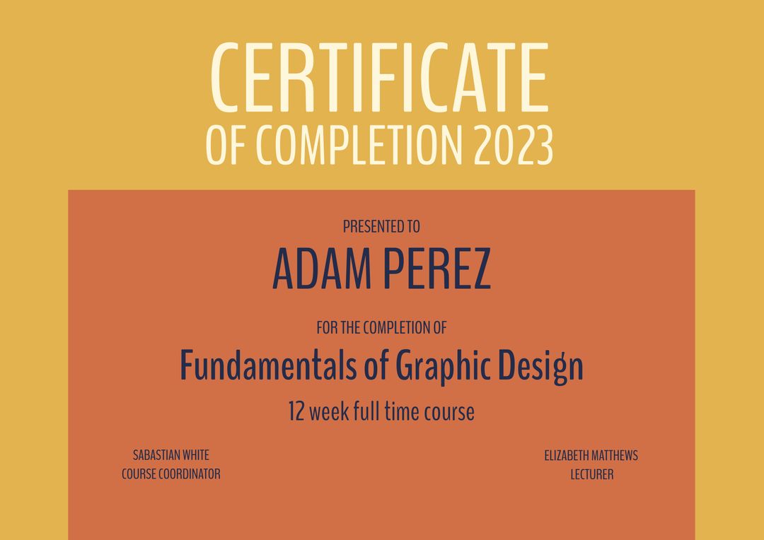 Modern Certificate of Completion for Graphic Design Course - Download Free Stock Templates Pikwizard.com