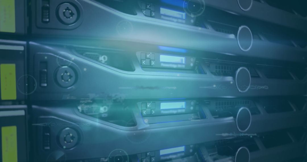 Close-Up of Computer Server with Digital Data Networks