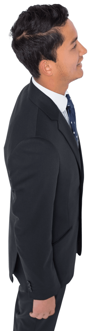Confident Biracial Businessman Standing Side View Transparent