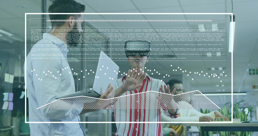 Man with AR Headset Engaging with Virtual Interface in Futuristic Office