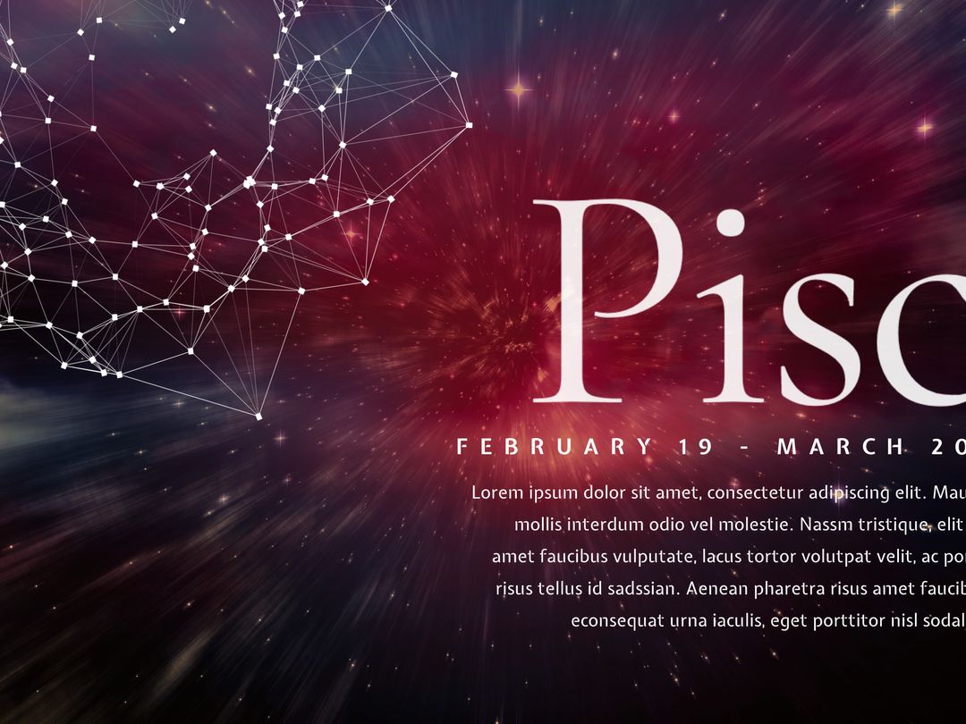 Pisces Zodiac Sign with Cosmic Background and Constellation Graphics - Download Free Stock Templates Pikwizard.com