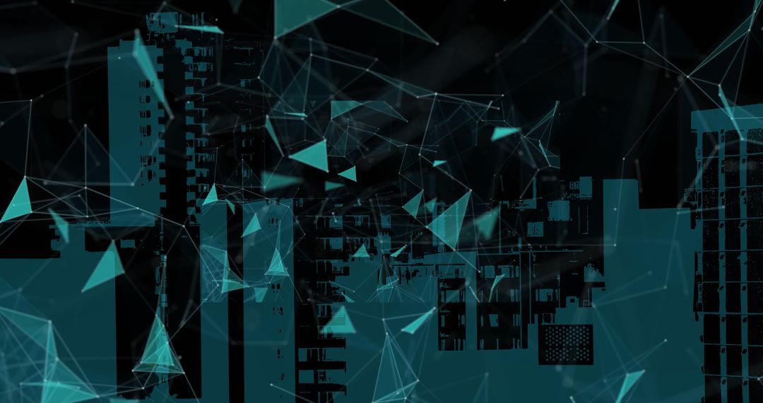 Futuristic Cityscape with Abstract Digital Overlay