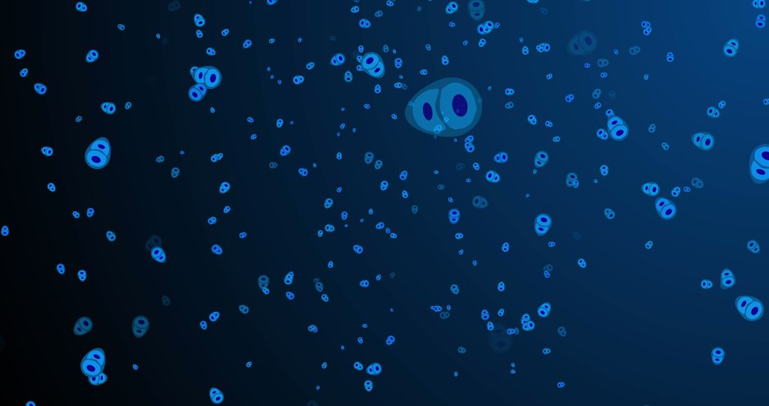 Abstract Rippled Blue Cells Floating in Navy Background