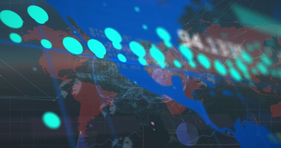 Global Data Network with Abstract World Map Overlay