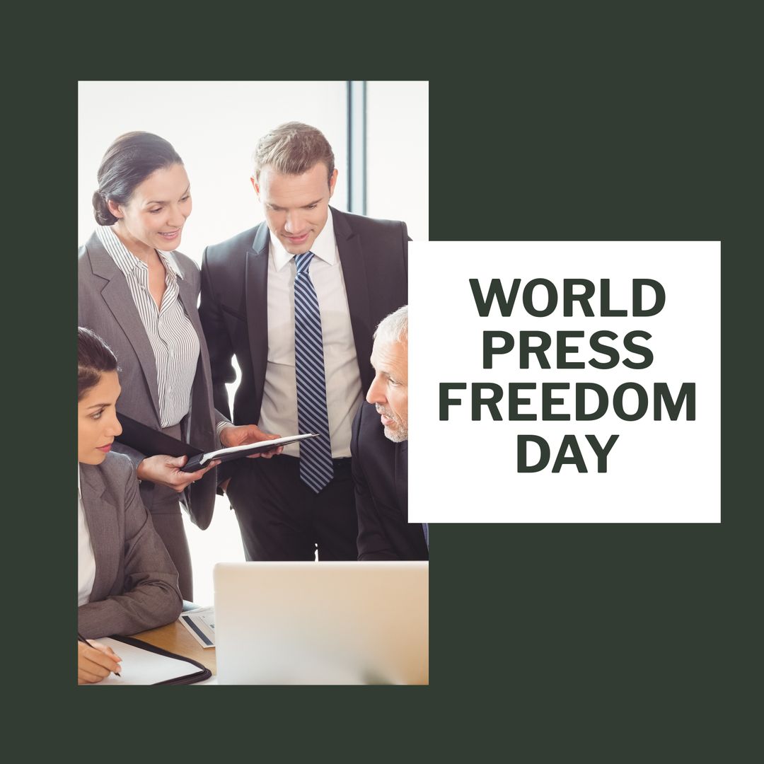 Diverse Business Team Discussing Work Celebrating World Press Freedom Day