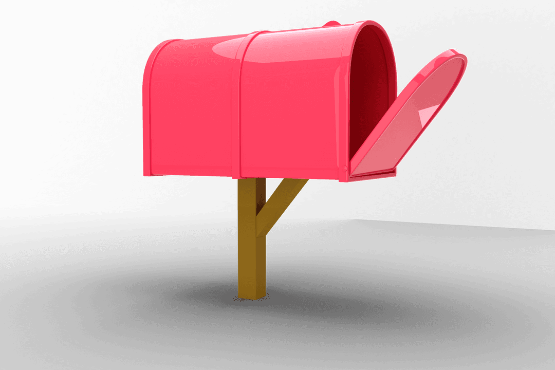 Pink Mailbox Digital Illustration on Transparent Background