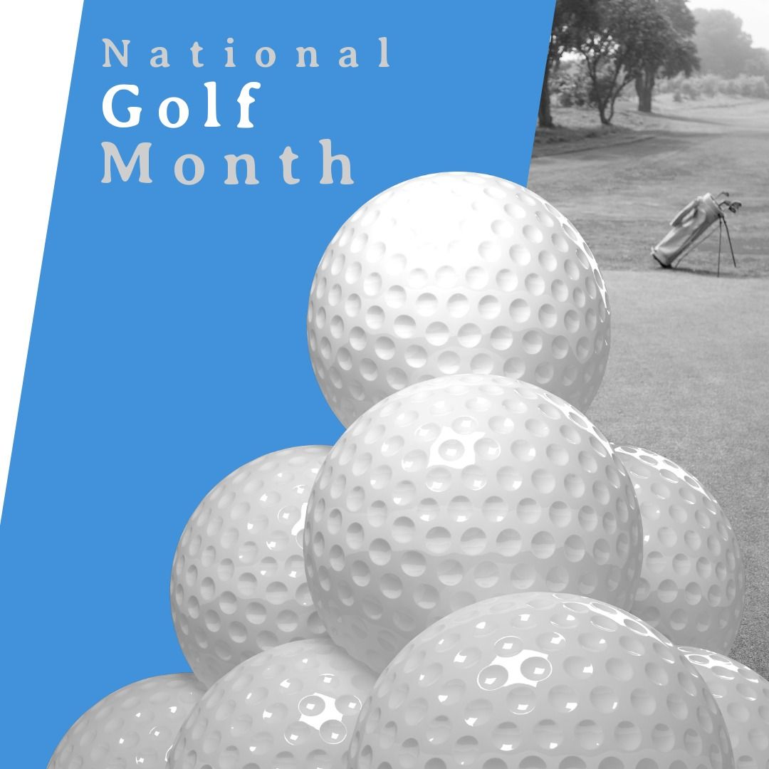 Celebrating National Golf Month with Golf Balls and Golf Course - Download Free Stock Templates Pikwizard.com