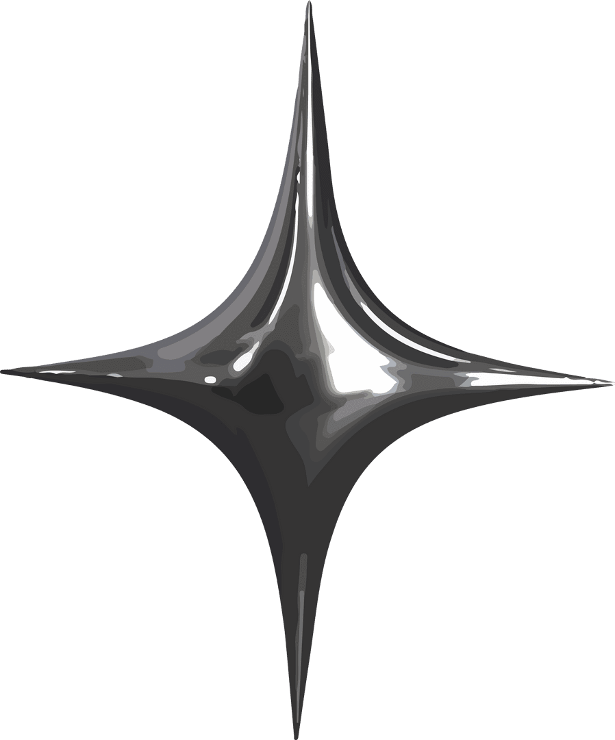 Abstract Polished Chrome Star Transparent Modern Design