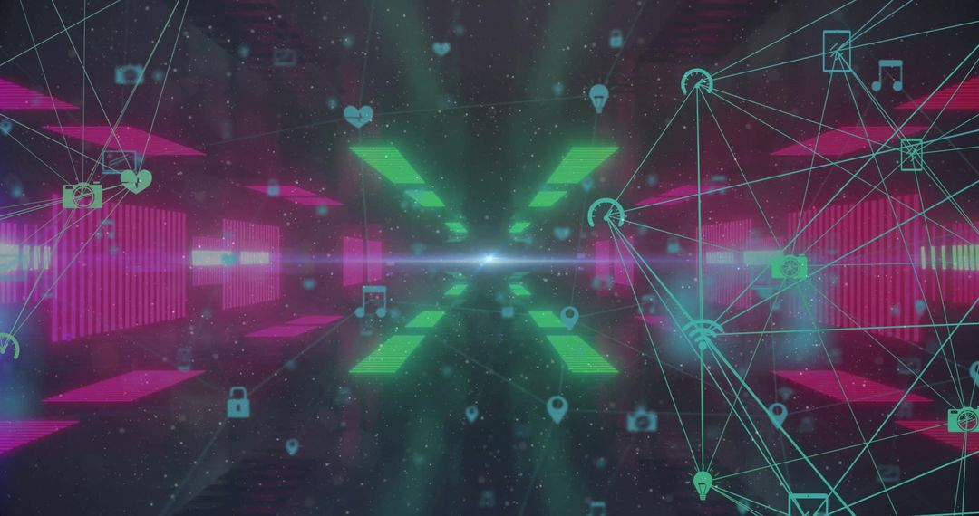 Abstract Neon Digital Network and Virtual Connectivity