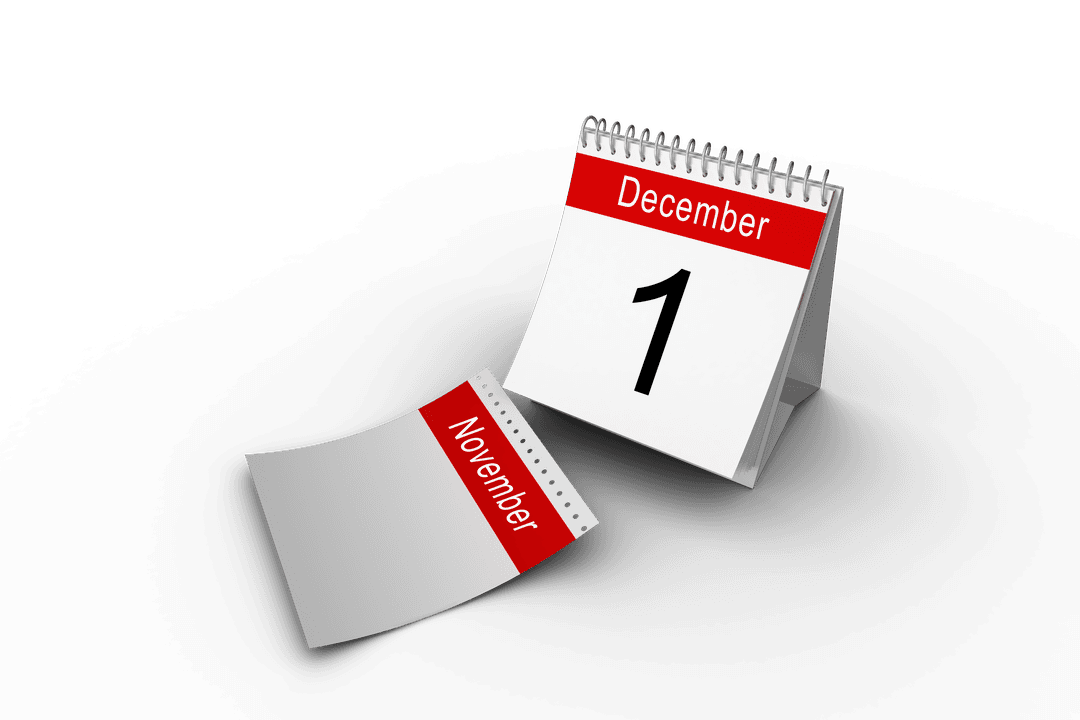 Transparent Desk Calendar Flipping to December First Page