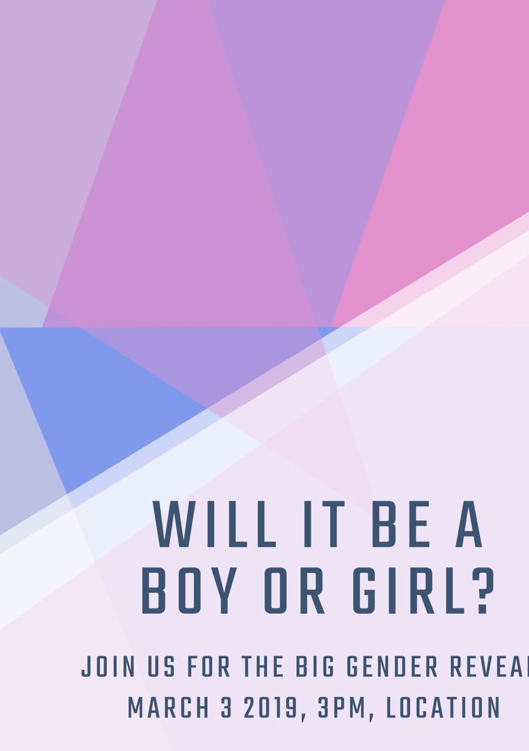 Gender Reveal Invitation with Pink and Blue Abstract Design
