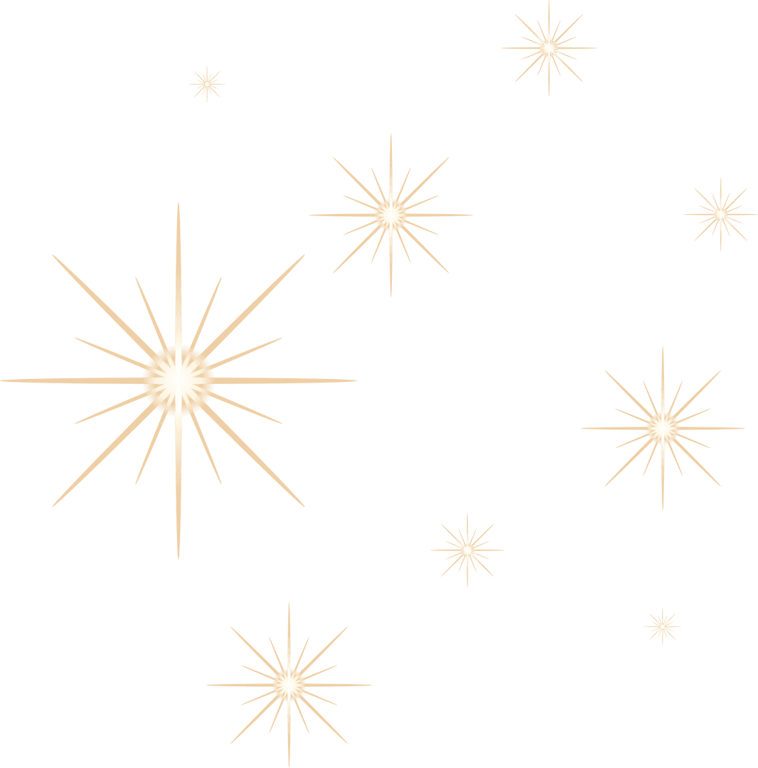 Shining Golden Starburst Patterns on Transparent Background
