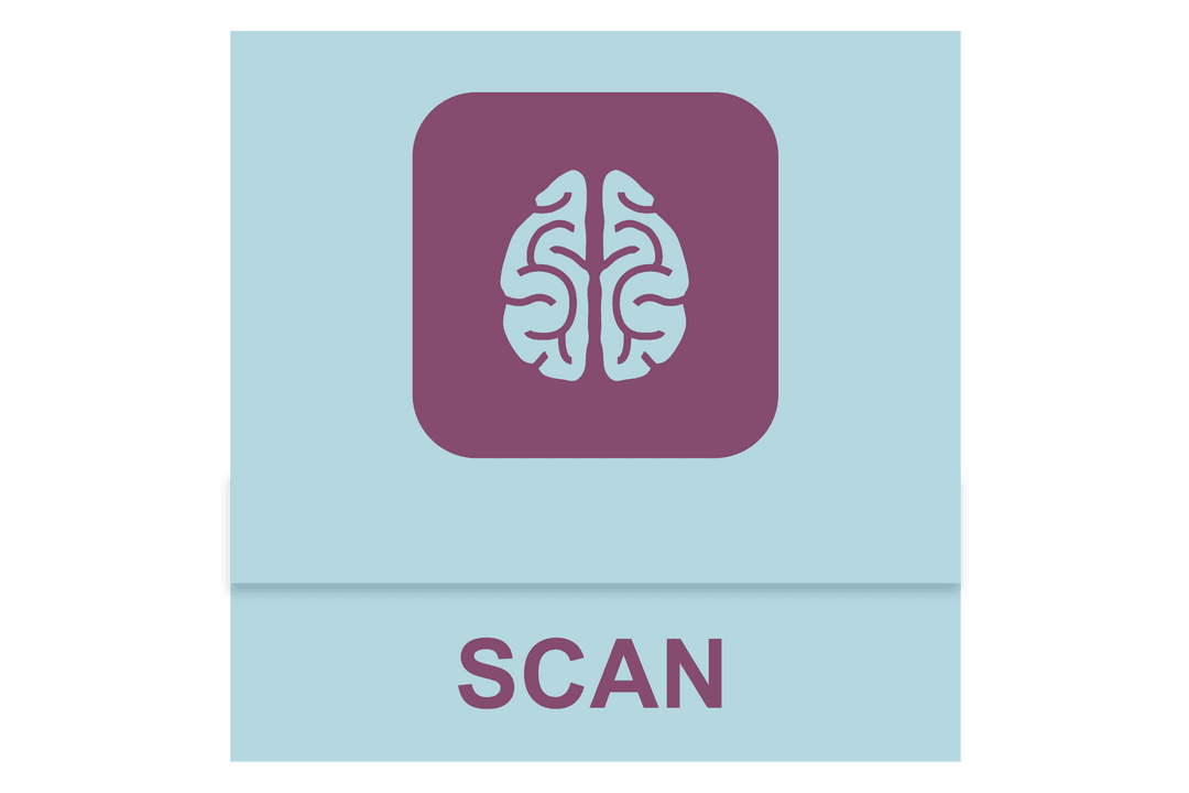 Transparent Blue Square with Brain Scan Icon
