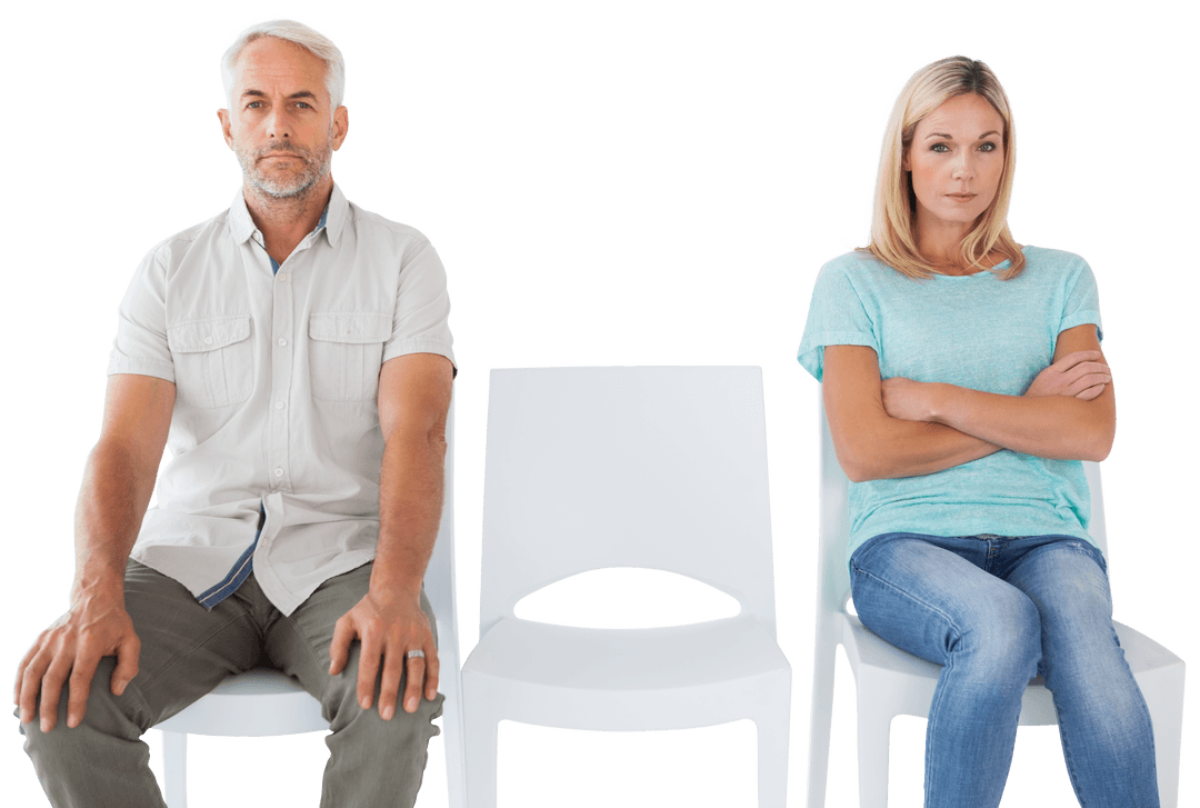 Transparent Unhealthy Relationship Couple Sitting Apart Separation