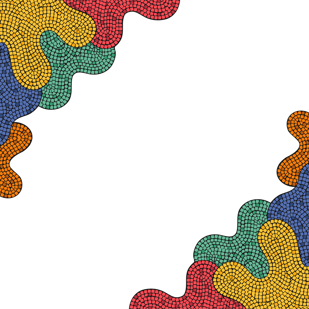 Abstract Mosaic Wave Shapes with Copy Space on Transparent Background