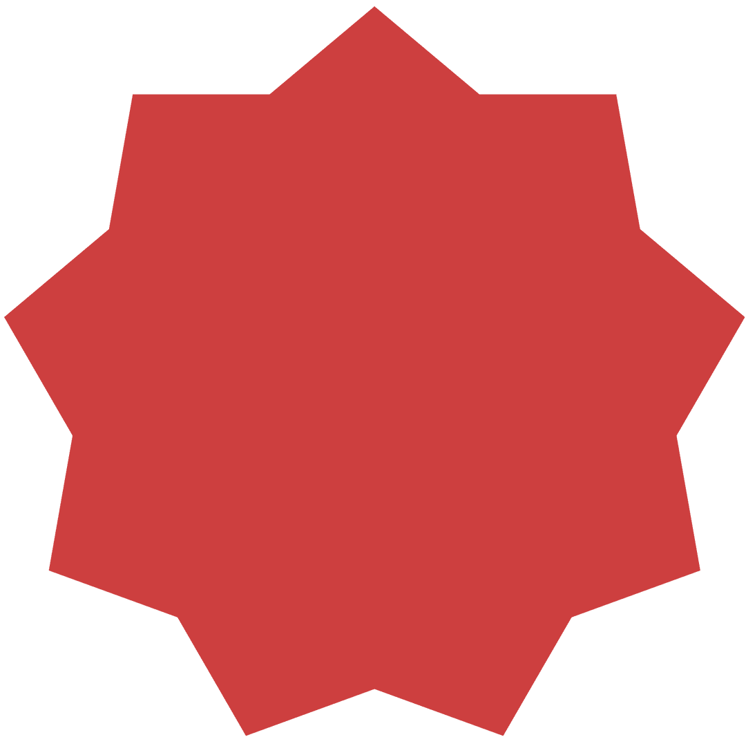 Red Abstract Geometric Star on Transparent Background