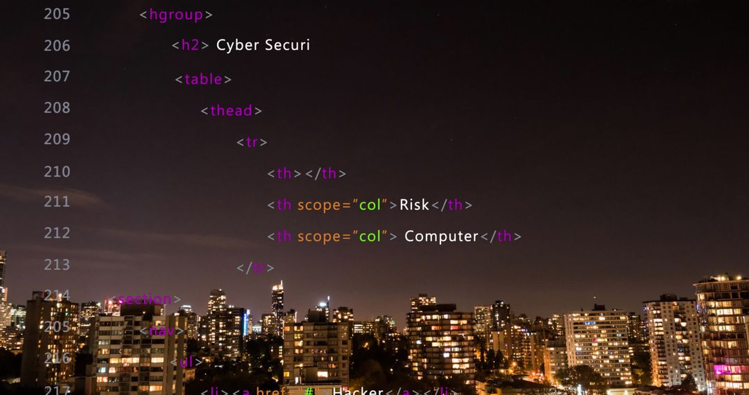 Data Processing Concept Over City Skyline at Night