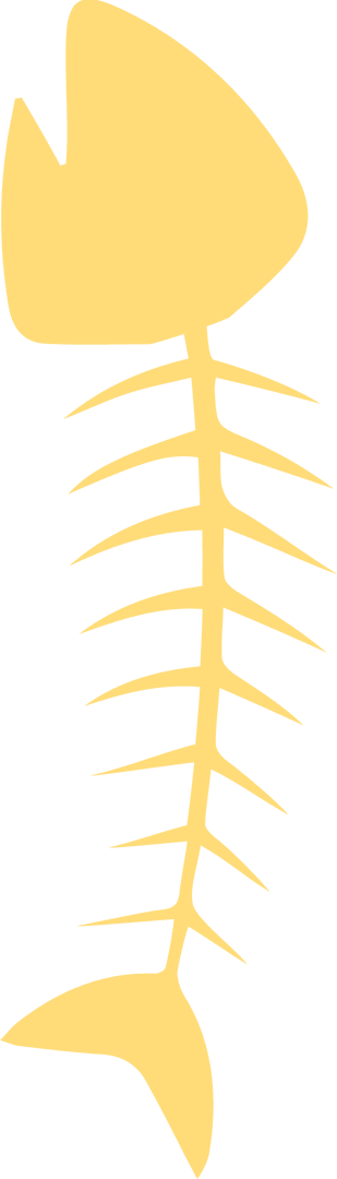Yellow Fish Skeleton Illustration on Transparent Background
