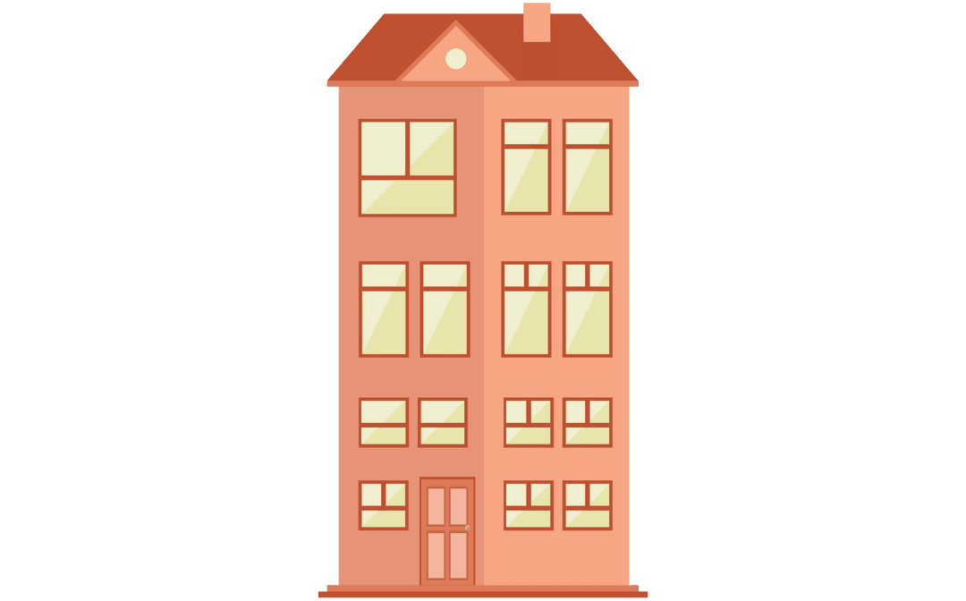 Transparent Modern Pink Building Design on Clear Background