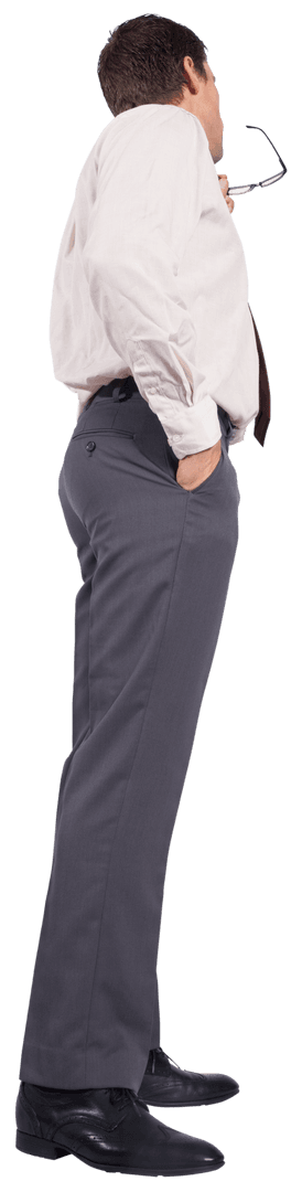 Side View Businessman Looking Left on Transparent Background