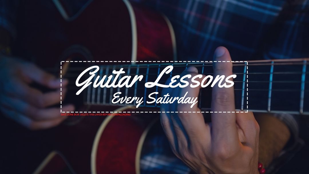 Close-up of Guitarist Offering Guitar Lessons on Saturdays - Download Free Stock Templates Pikwizard.com