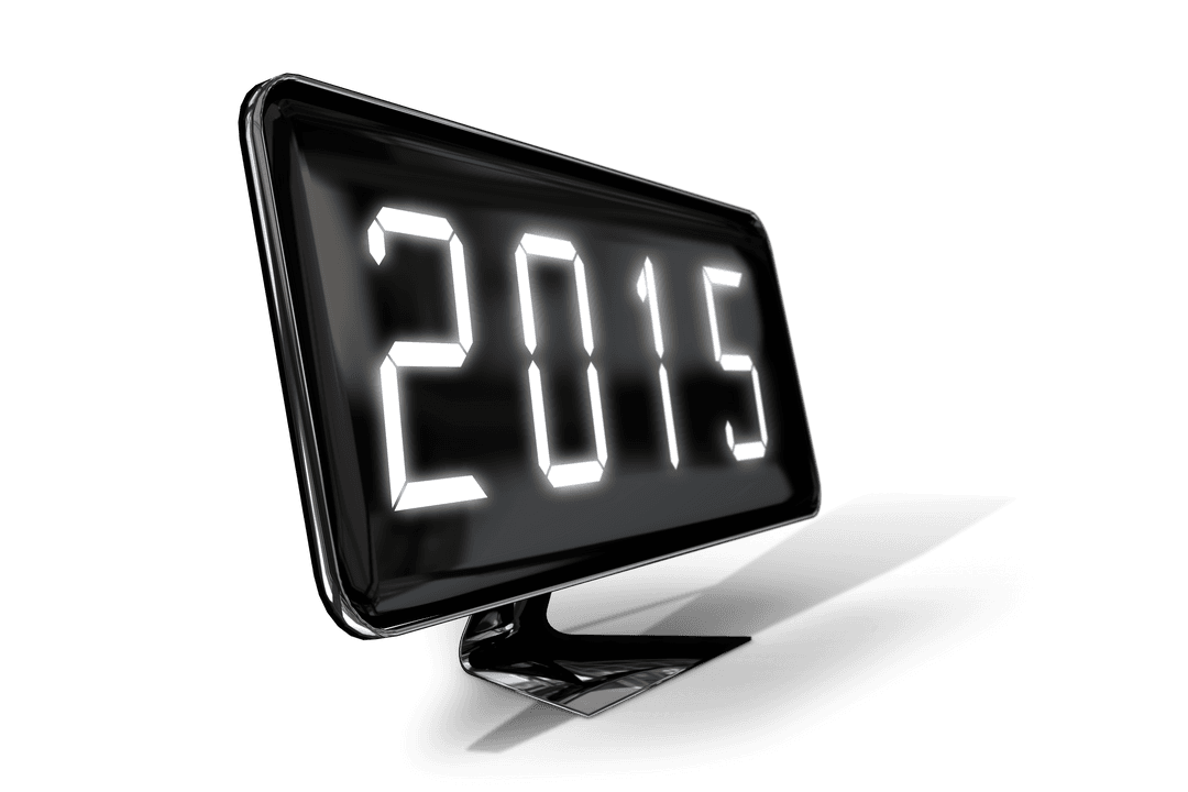 Transparent Digital Display of 2015 on Screen