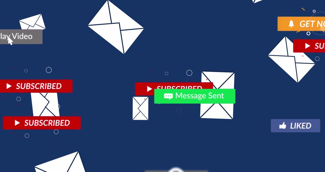 Digital Communication with Social Media Icons and Envelopes