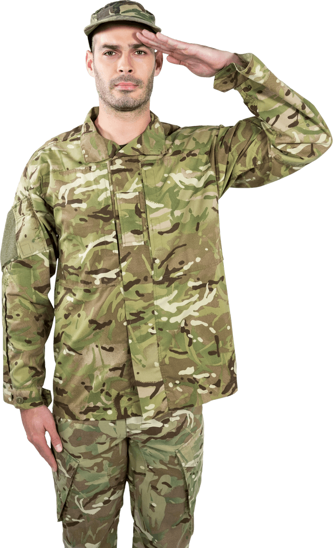 Transparent Armed Forces Member Saluting with Confidence