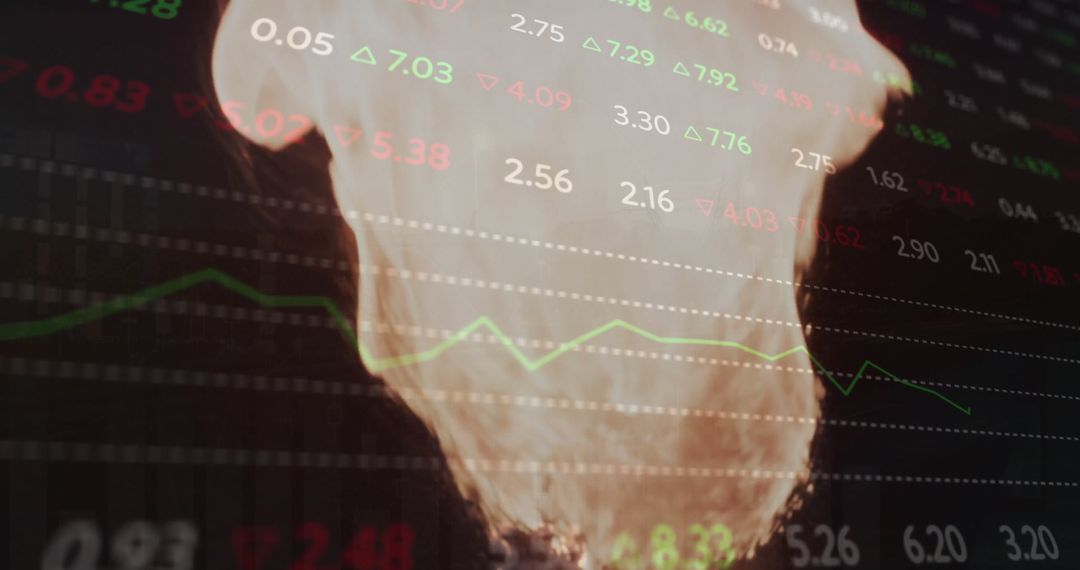 Dynamic Financial Data Overlaying Simulated Flames