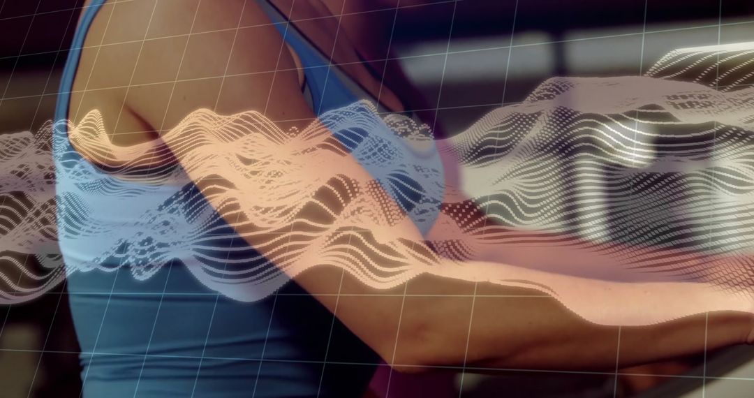 Fitness Enthusiasts Running on Treadmills with Data Visualization