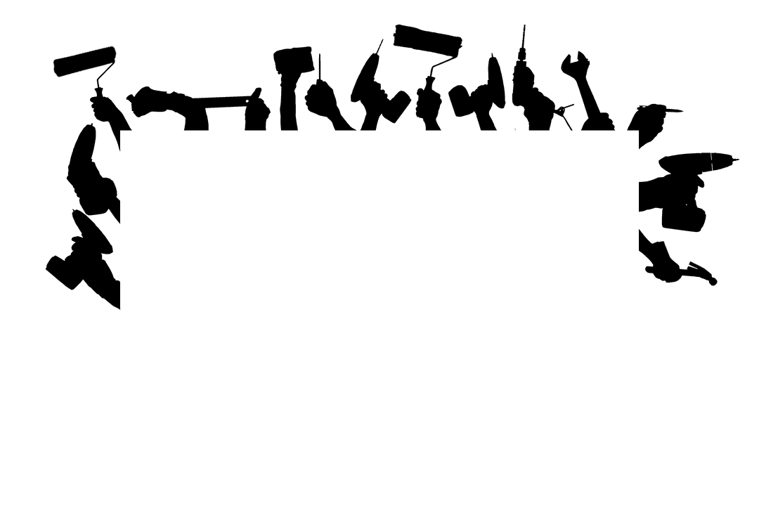 Transparent Illustration of Diverse Tools in Hands for Construction Concepts