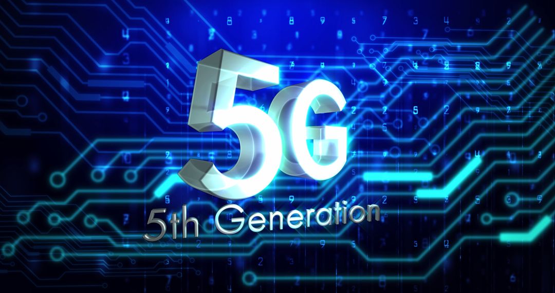 Digital 5G 5th Generation Concept with Glowing Circuit Board