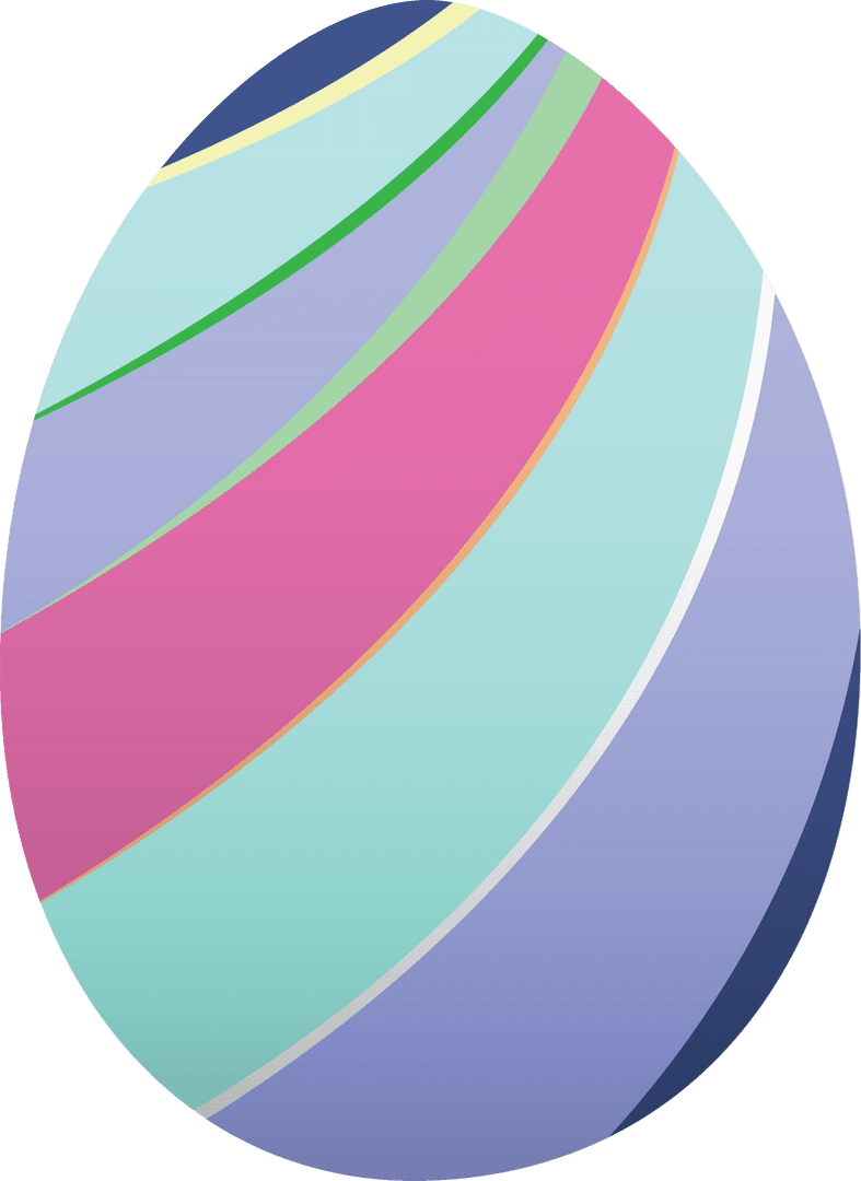 Colorful Striped Egg on Transparent Background