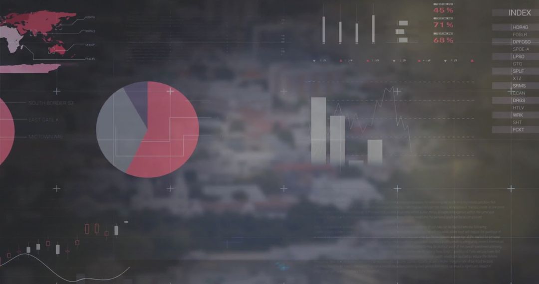 Abstract Data Visualization Overlay on Urban Cityscape