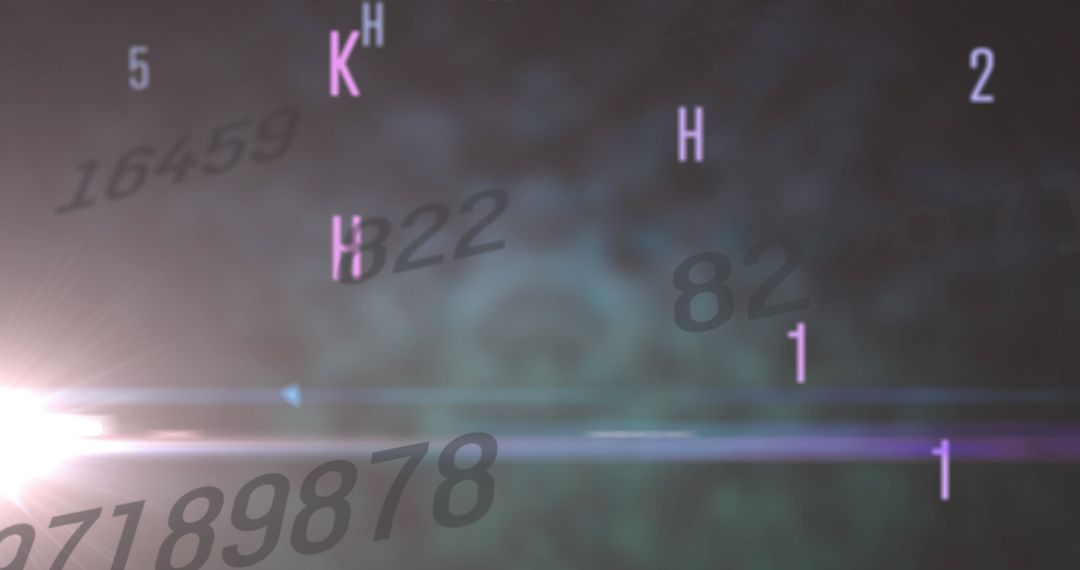 Abstract Light with Flowing Digital Numbers and Letters
