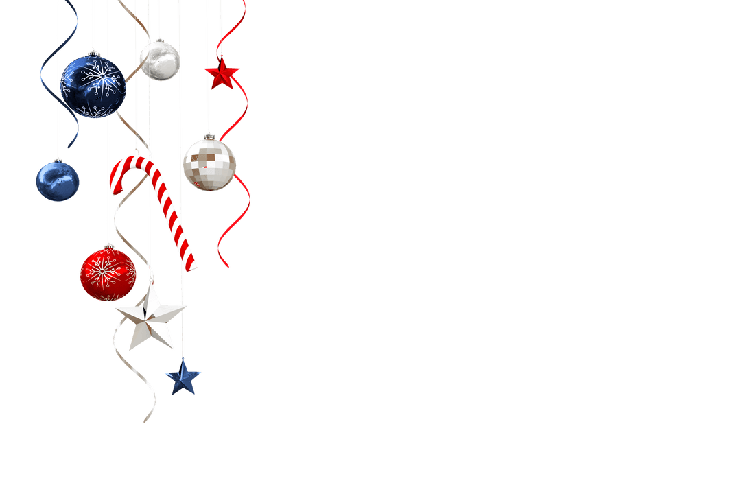 Elegant Transparent Christmas Ornaments and Streamers Hanging