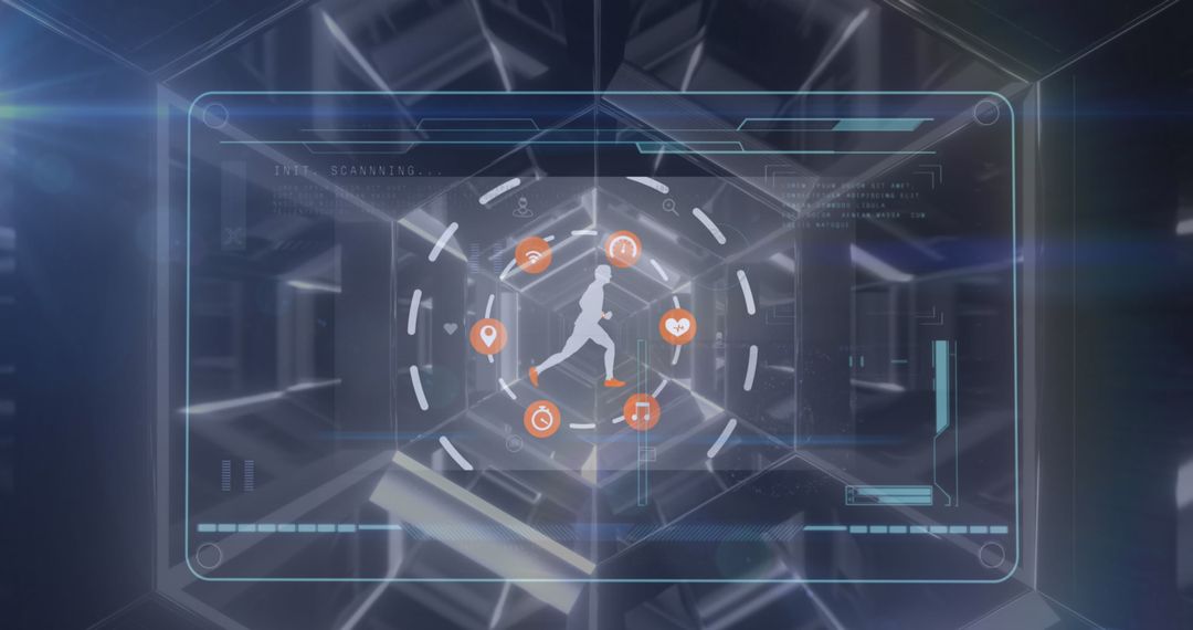 Digital Athlete in Futuristic Fitness Technology Interface