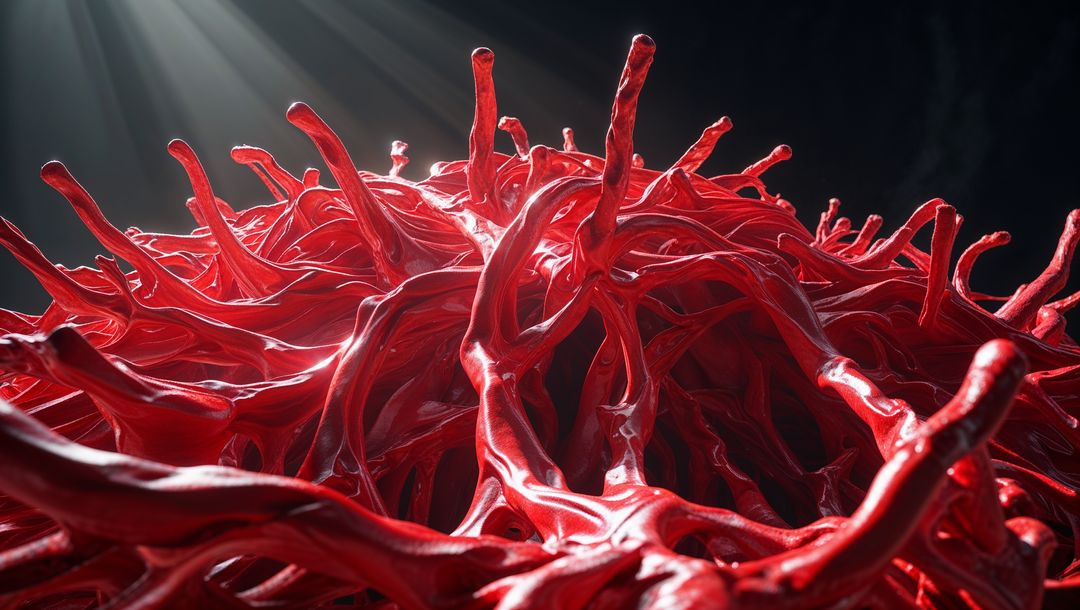 Surreal Red Tendrils with Dramatic Spotlight