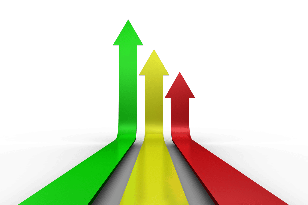 Color Balance with Rising Arrows on Transparent Background