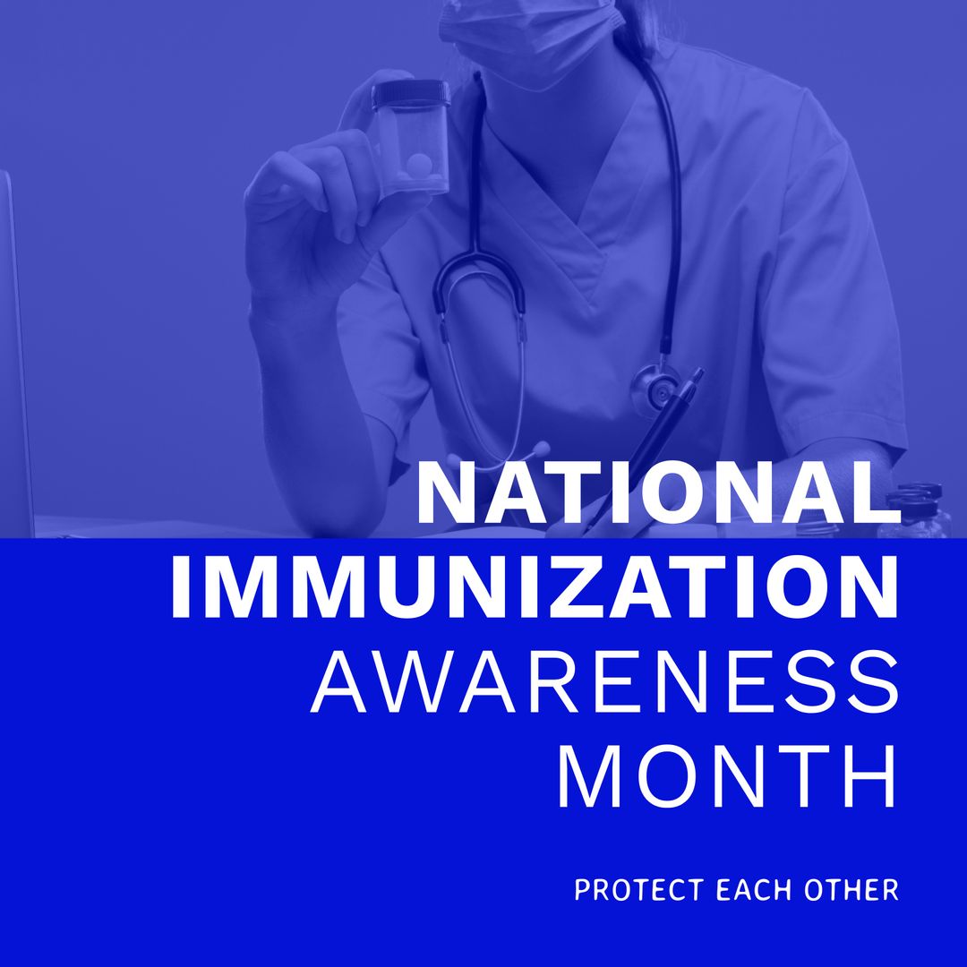 National Immunization Awareness Month Banner with Female Doctor Holding Medication - Download Free Stock Templates Pikwizard.com