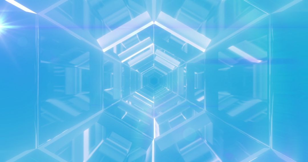 Futuristic Blue Tunnel with Infinite Geometric Patterns