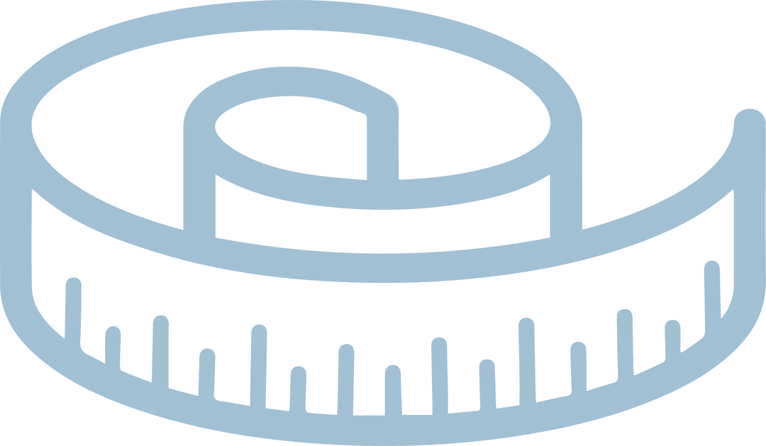 Coiled Transparent Measuring Tape with Blue Design on Clear Background