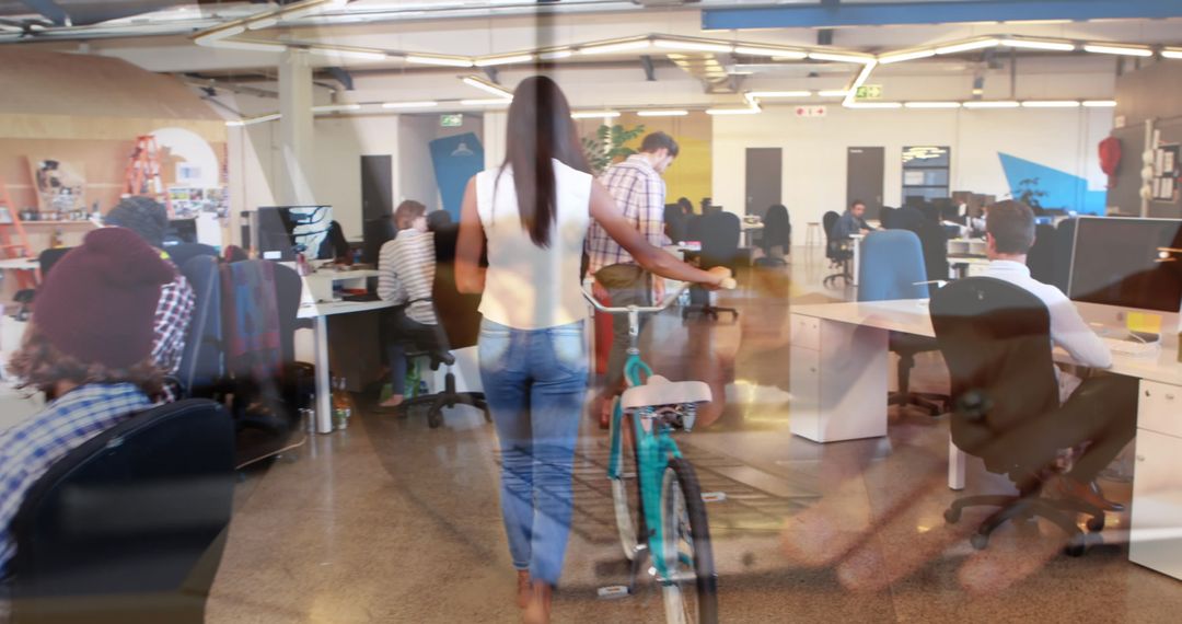 Creative Office Environment with Modern Technology Advancements