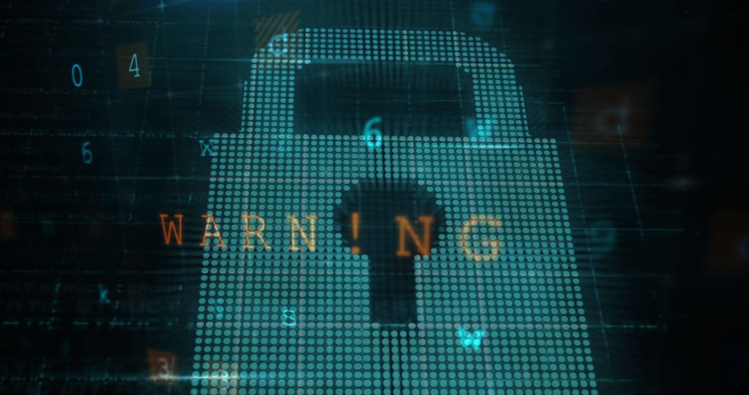 Cybersecurity Warning with Digital Lock Icon