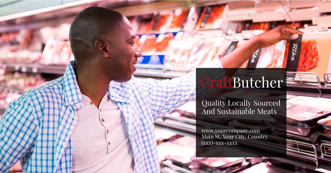 Smiling Customer Choosing Fresh Local Meat in Butcher Shop - Download Free Stock Templates Pikwizard.com