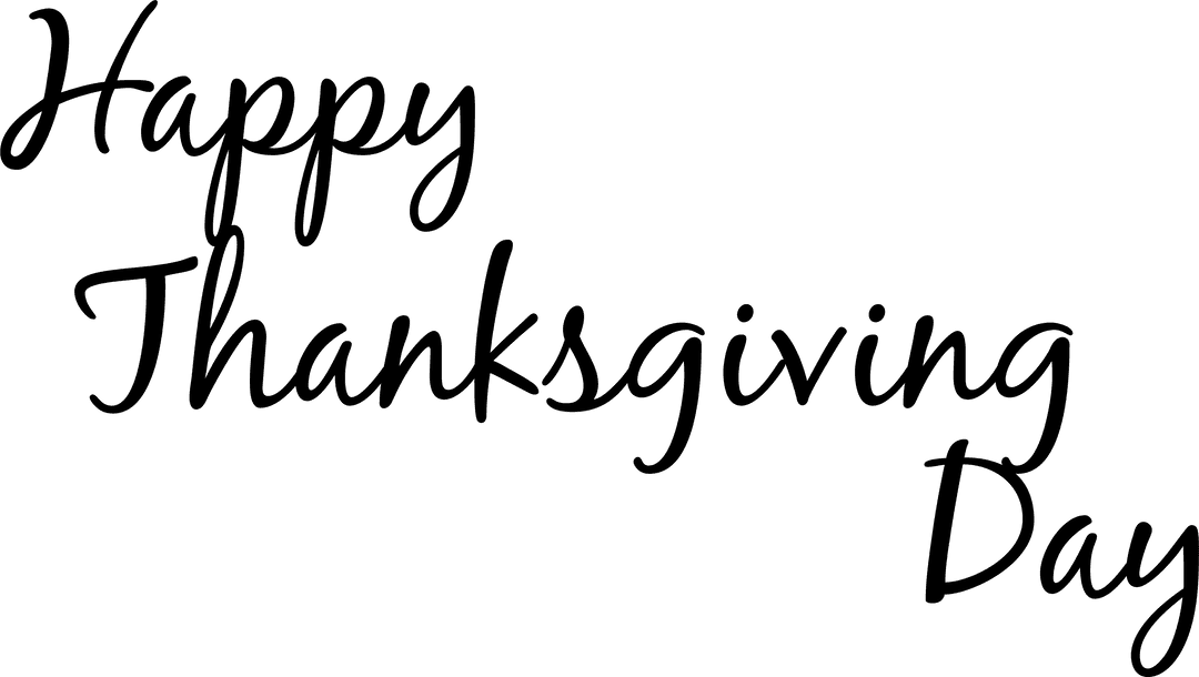 Happy Thanksgiving Day Text on Transparent Background Vector