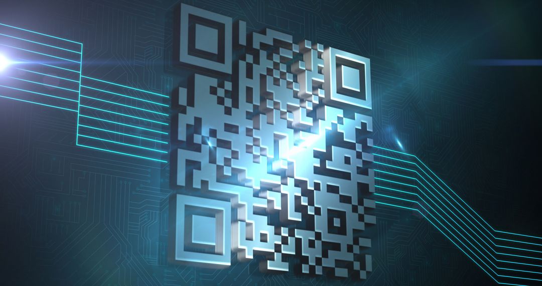 Futuristic QR Code with Glowing Digital Connections