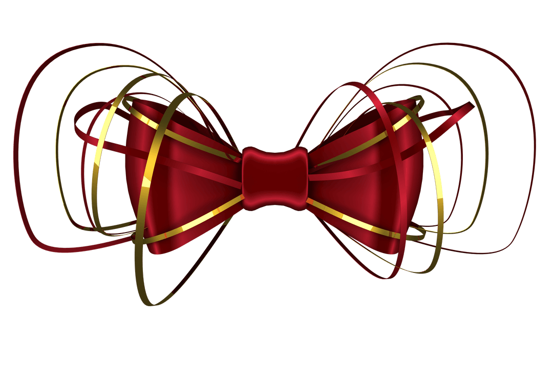 Elegant Gold and Red Bow on Transparent Background
