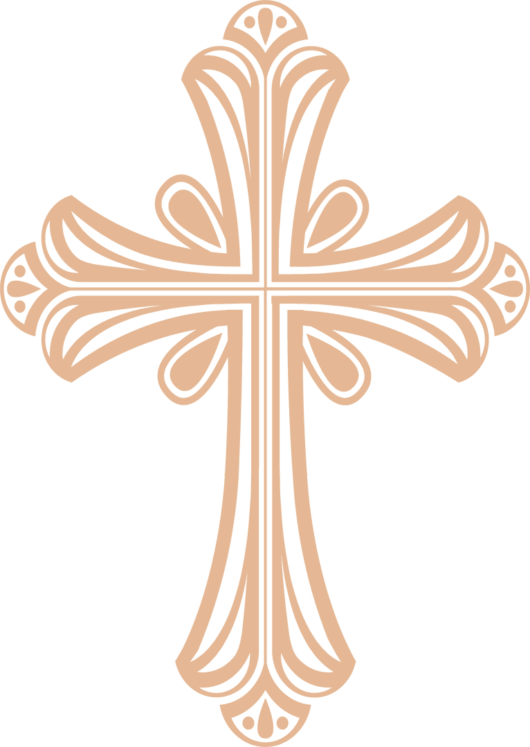 Ornate Cross with Flared Arms in Minimalist Design on Transparent Background