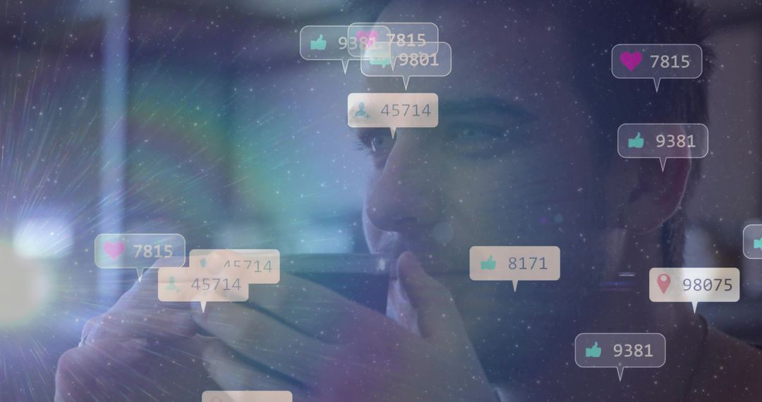 Man Engaging with Social Media Interactions on Smartphone